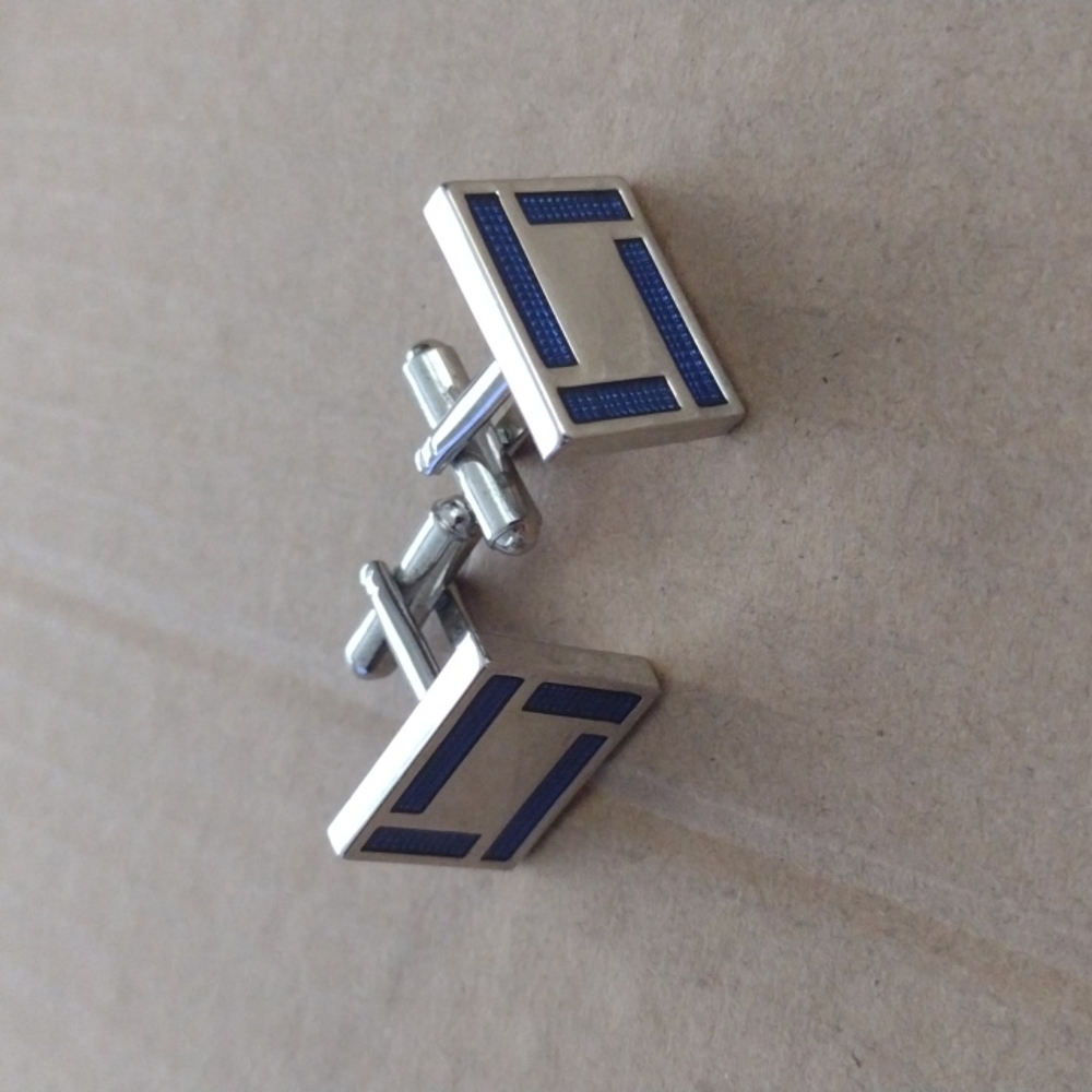 Blue silver box cufflinks
